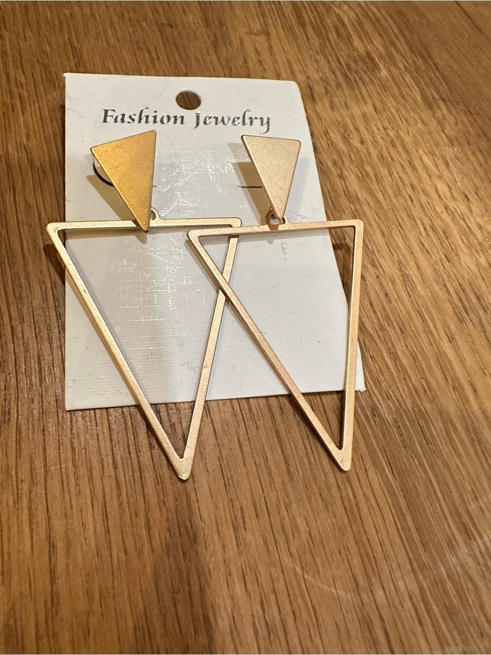 Fashion Jewelry Matte Gold Open Triangle Drop Earrings